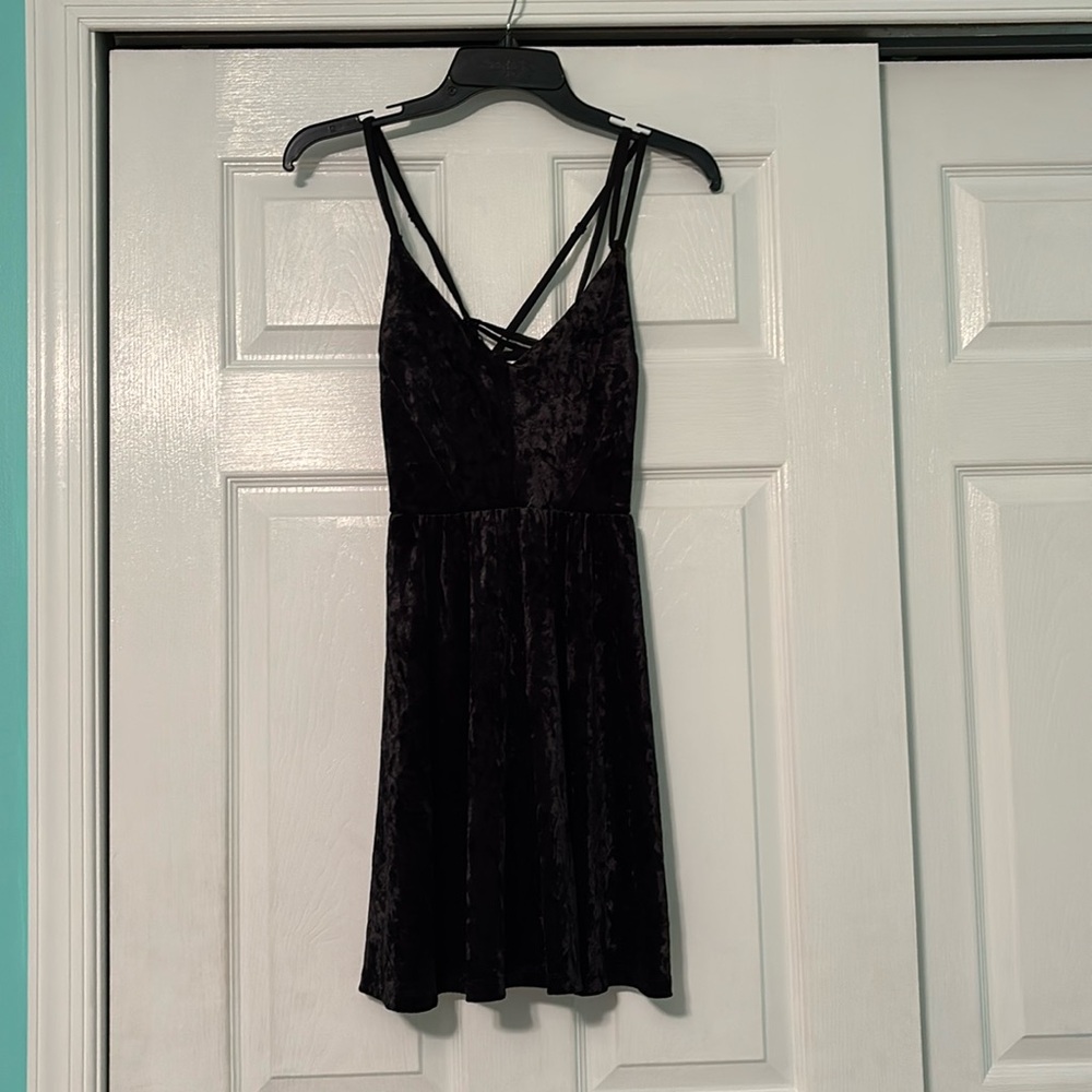 velvet cross back dress